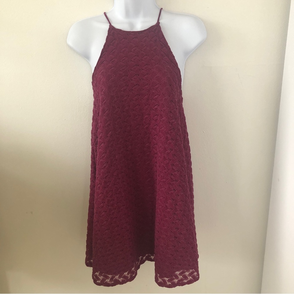 Urban Outfitters Kimchi Blue Halter Trapeze Dress in Raspberry Sz XS- EUC